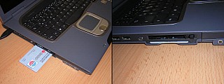 Acer TravelMate 800 mit eingelegter HBCI Chipkarte